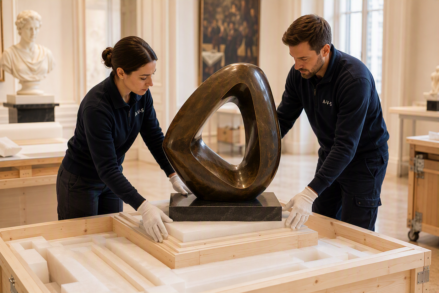 Professional sculpture handling